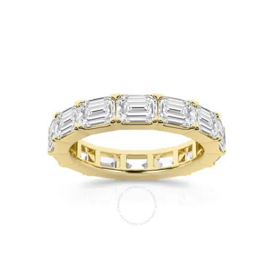 Brilliant Diamond 5 Carat East-west Emerald Cut Lab Grown Diamond Eternity Band For Women | 14k Yell In Yellow