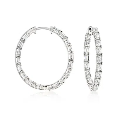 Brilliant Diamond 5 Carat Emerald Cut Lab Grown Inside Out Diamond Hoop Earrings In 14k White Gold