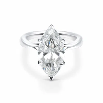 Brilliant Diamond 5 Carat Marquise Lab Grown Solitaire Diamond Engagement Ring In 14k White Gold