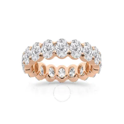 Brilliant Diamond 5 Carat Oval Lab Grown Diamond Eternity Band For Women | 14k Rose Gold Wedding Ban In Pink