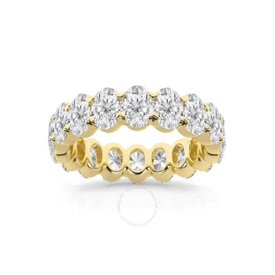 Brilliant Diamond 5 Carat Oval Lab Grown Diamond Eternity Band For Women | 14k Yellow Gold Wedding B