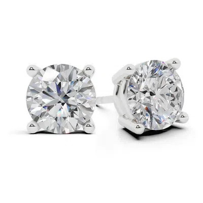 Brilliant Diamond 5 Carat Round Lab Grown Diamond Stud Earrings In 14k White Gold In ["white","gold Tone"]