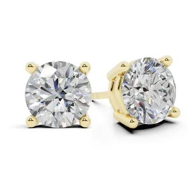 Brilliant Diamond 5 Carat Round Lab Grown Diamond Stud Earrings In 14k Yellow Gold In ["yellow","gold Tone"]