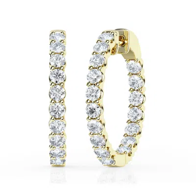 Brilliant Diamond 5 Carat Round Lab Grown Inside Out Diamond Huggie Hoop Earrings In ["yellow","gold Tone"]