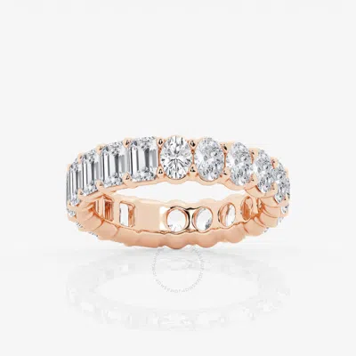 Brilliant Diamond 5 Cttw Emerald And Oval-cut Lab Grown Diamond Eternity Band In 14kt Rose Gold