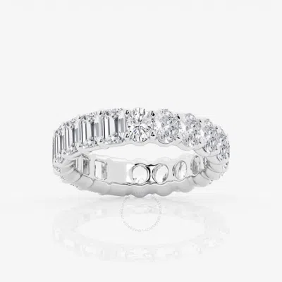 Brilliant Diamond 5 Cttw Emerald And Oval-cut Lab Grown Diamond Eternity Band In 14kt White Gold In Metallic