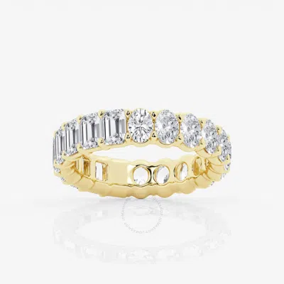Brilliant Diamond 5 Cttw Emerald And Oval-cut Lab Grown Diamond Eternity Band In 14kt Yellow Gold