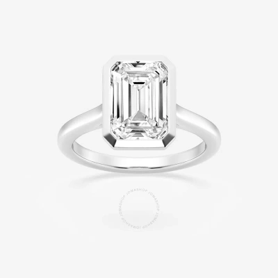 Brilliant Diamond 5 Cttw Emerald-cut Lab Grown Diamond Bezel Set Solitaire Engagement Ring In Platin In White