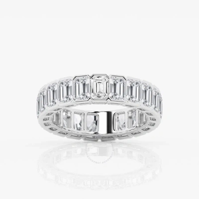 Brilliant Diamond 5 Cttw Emerald-cut Lab Grown Diamond Half Bezel Eternity Band In Platinum In White