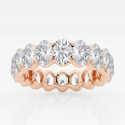Brilliant Diamond 5 Cttw Oval-cut Lab Grown Diamond Eternity Band In 14kt Rose Gold In Pink