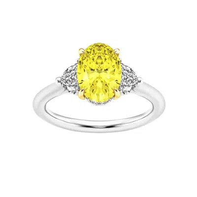 Brilliant Diamond 5 Ctw Oval Cut Lab Grown Yellow Diamond Engagement Ring In 14k White Gold In Multi