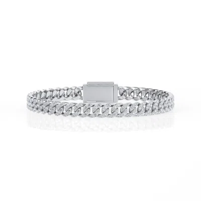 Brilliant Diamond 5 Ctw Round Lab Grown Diamond Cuban Link Bracelet For Men In ["white","silver Tone"]