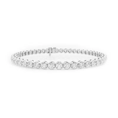 Brilliant Diamond 5.0 Carat Round Cut Lab Grown Diamond Tennis Bracelet In 14k White Gold
