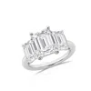 Brilliant Diamond 5.00 Carat Emerald Cut Lab Grown Diamond  3 Stone Engagement Ring For Women 14k Wh