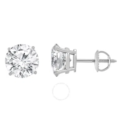 Brilliant Diamond 5.00 Carat Prong Set 14k White Gold Round-cut Lab Grown Diamond Stud Earring (j