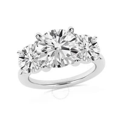 Brilliant Diamond 5.00 Carat Round Cut Lab Grown Diamond  3 Stone Engagement Ring For Women 14k Whit In White