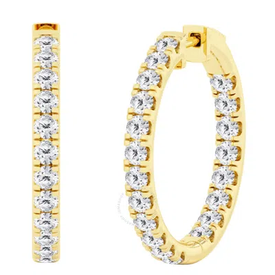 Brilliant Diamond 6 Carat Inside-out Lab Grown Diamond Earrings For Women 14k Yellow Gold Hoop Earri