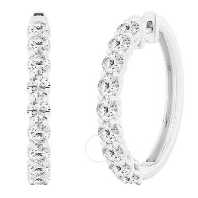 Brilliant Diamond 6 Carat Lab Grown Diamond Earrings For Women 14k White Gold Hoop Earrings | (f-g