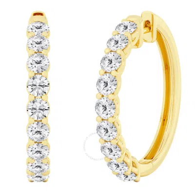 Brilliant Diamond 6 Carat Lab Grown Diamond Earrings For Women 14k Yellow Gold Hoop Earrings | (f-g
