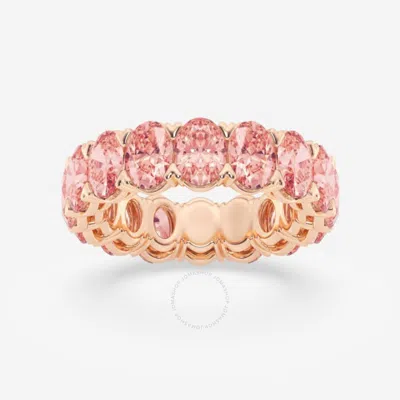 Brilliant Diamond 7 Cttw Oval-cut Lab Grown Diamond V-prong Fancy Pink Eternity Band In 14kt Rose Go