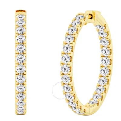 Brilliant Diamond 8 Carat Inside-out Lab Grown Diamond Earrings For Women 14k Yellow Gold Hoop Earri