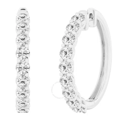 Brilliant Diamond 8 Carat Lab Grown Diamond Earrings For Women 14k White Gold Hoop Earrings | (f-g