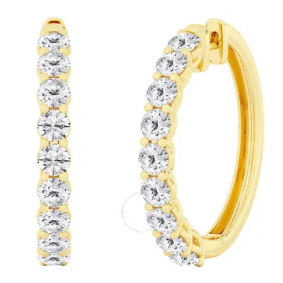 Brilliant Diamond 8 Carat Lab Grown Diamond Earrings For Women 14k Yellow Gold Hoop Earrings | (f-g