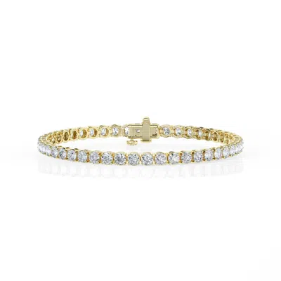 Brilliant Diamond 8 Cttw Round Lab Grown Diamond Tennis Bracelet In 14k Yellow Gold-plated Over Ster In ["yellow","gold Tone","silver Tone"]