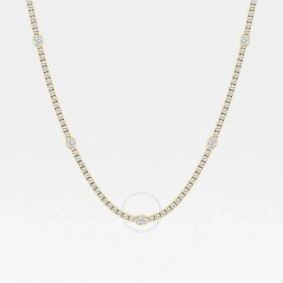 Brilliant Diamond 8.60 Cttw 14kt Yellow Gold Prong Setting Oval-cut Lab Grown Diamond Tennis Necklac In White