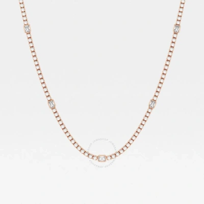 Brilliant Diamond 9.5 Cttw 14kt Rose Gold Prong Setting Radiant-cut Lab Grown Diamond Tennis Necklac In White