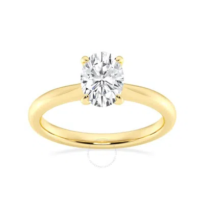 Brilliant Diamond Lab Grown 1 Carat Diamond Engagement Ring For Women  Prong Set Solitaire Oval Cut/ In Yellow