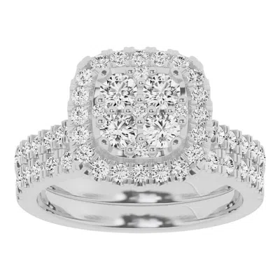 Brilliant Diamond Lab Grown 1.50 Ctw Diamond Cushion Bridal Set In White