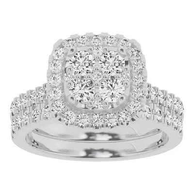 Brilliant Diamond Lab Grown 1.50 Ctw Diamond Cushion Bridal Set In ["white"]