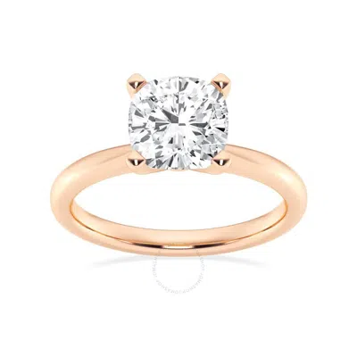 Brilliant Diamond Lab Grown 2 Carat Diamond Engagement Ring For Women  Prong Set Solitaire Cushion C In Pink
