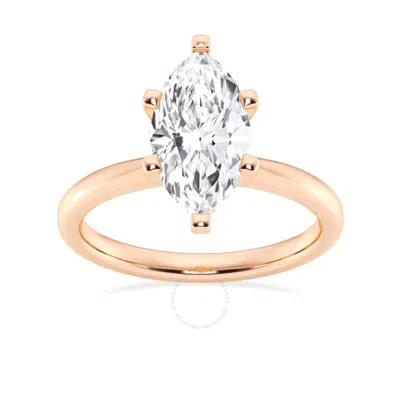 Brilliant Diamond Lab Grown 2 Carat Diamond Engagement Ring For Women  Prong Set Solitaire Marquise  In Pink
