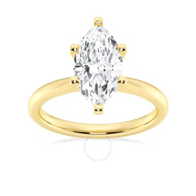 Brilliant Diamond Lab Grown 2 Carat Diamond Engagement Ring For Women  Prong Set Solitaire Marquise  In Yellow