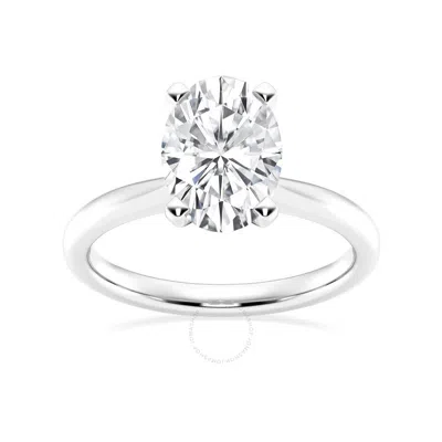 Brilliant Diamond Lab Grown 2 Carat Diamond Engagement Ring For Women  Prong Set Solitaire Oval Cut/ In White