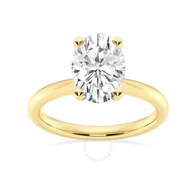 Brilliant Diamond Lab Grown 2 Carat Diamond Engagement Ring For Women  Prong Set Solitaire Oval Cut/ In Yellow