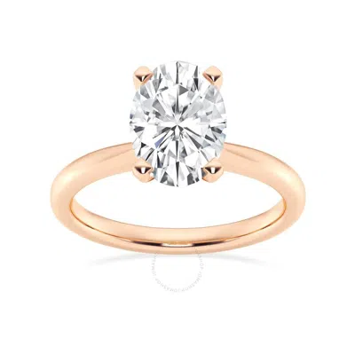 Brilliant Diamond Lab Grown 2 Carat Diamond Engagement Ring For Women  Prong Set Solitaire Oval Cut/ In Pink