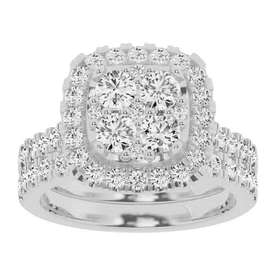 Brilliant Diamond Lab Grown 2 Ctw Diamond Cushion Bridal Set In ["white"]