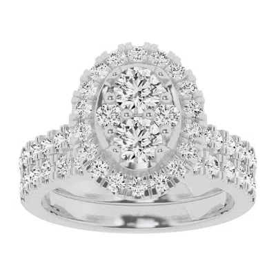 Brilliant Diamond Lab Grown 2 Ctw Diamond Oval Bridal Set In White