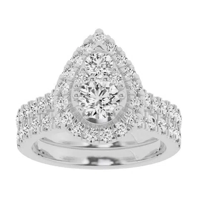 Brilliant Diamond Lab Grown 2 Ctw Diamond Pear Bridal Set In White