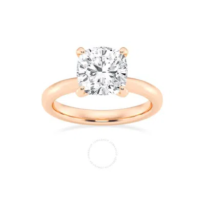 Brilliant Diamond Lab Grown 3 Carat Diamond Engagement Ring For Women  Prong Set Solitaire Cushion C In Pink