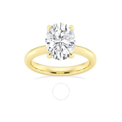 Brilliant Diamond Lab Grown 3 Carat Diamond Engagement Ring For Women  Prong Set Solitaire Oval Cut/