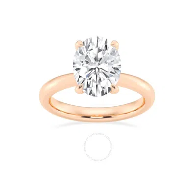 Brilliant Diamond Lab Grown 3 Carat Diamond Engagement Ring For Women  Prong Set Solitaire Oval Cut/ In Pink