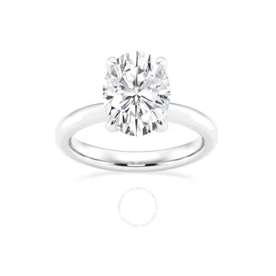 Brilliant Diamond Lab Grown 3 Carat Diamond Engagement Ring For Women  Prong Set Solitaire Oval Cut/ In White