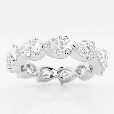 Brilliant Diamond Platinum 4 Cttw Floating Pear Lab Grown Diamond Eternity Band (g+si) Size-8 In White
