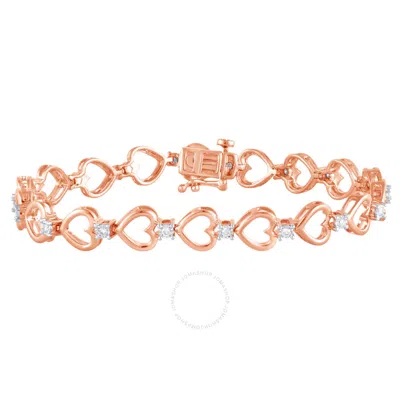 Brilliant Diamond Rose Gold Plated Over Sterling Silver 0.25 Cttw Lab Grown Diamond Tennis Braceletf In Pink