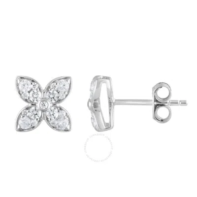 Brilliant Diamond Sterling Silver 0.50 Carat Lab Grown Diamond Stud Earrings For Women In White