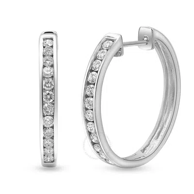 Brilliant Diamond Sterling Silver Accent Lab Grown Diamond Hoop Earrings For Women In White